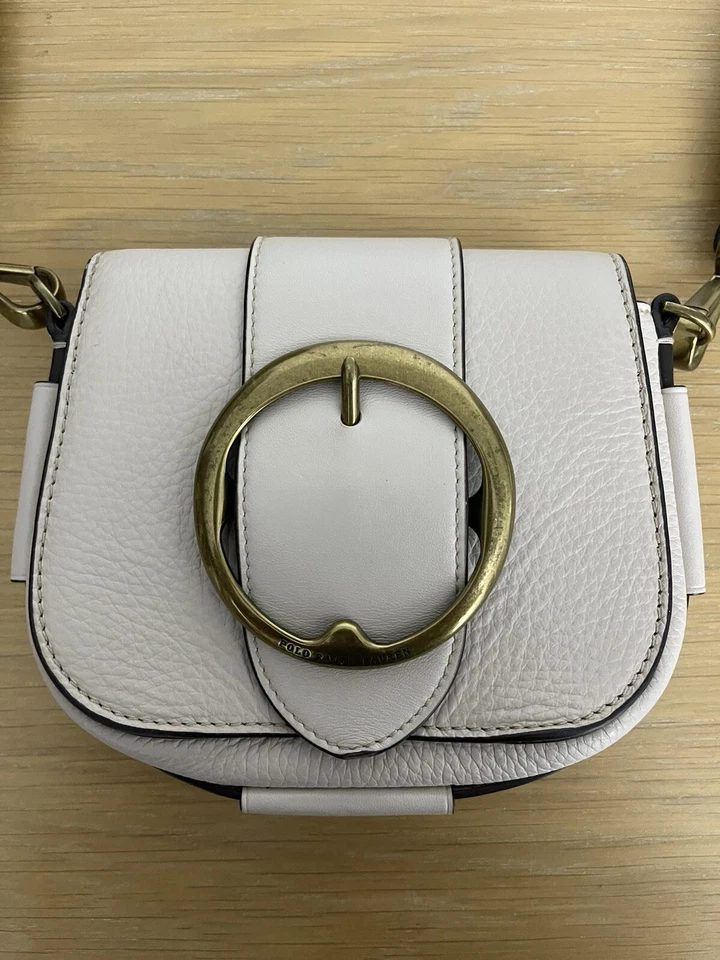 $448 Bolso Bandolera Polo Ralph Lauren RRL Mini Lennox Blanco Guijarro Cuero Foto 2 de 4