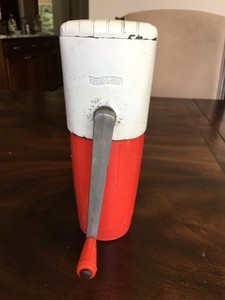 Vintage 60s Midcentury Swing-A-Way Ice Crusher Wall-Mounted Red and White