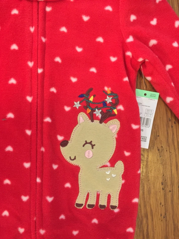 Мягкие флисовые оленьи лапки на молнии для рождественских праздников 3-6 месяцев - Изображение 2 из 4