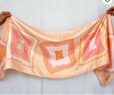 VINTAGE DESIGNER SILK PINK PEACH PASTEL SCARF BY ELSA SCHIAPARELLI