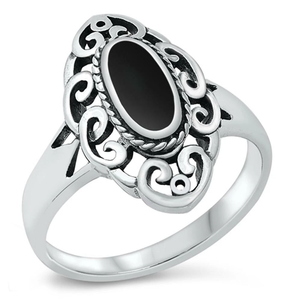 Black onyx filigree rings deals