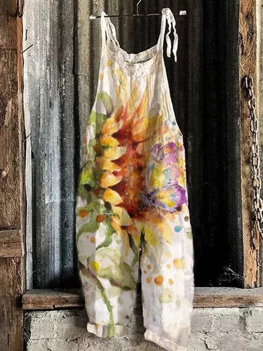 Mono holgado boho de mujer talla grande mono verano retro peto pantalones harén DE - Imagen 68 de 73