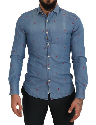 XACUS Hemd Blau Button Down Kragen Langarm Freizeit 39/US15,5/S 250usd
