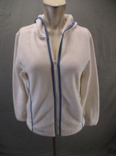 Columbia Size M Womens White Full Zip Pocket Fleece Hooded Athletic Jacket 359