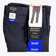 Banana Republic Straight Slim Chino Pant Gray Size 36x29 NEW Stretch Fit