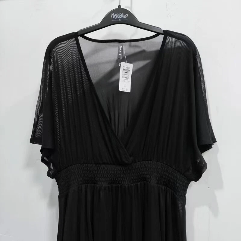 Nuevo Vestido Dolman de Malla Negra Tórrida Natación Cubre Talla Grande Foto 3 de 4