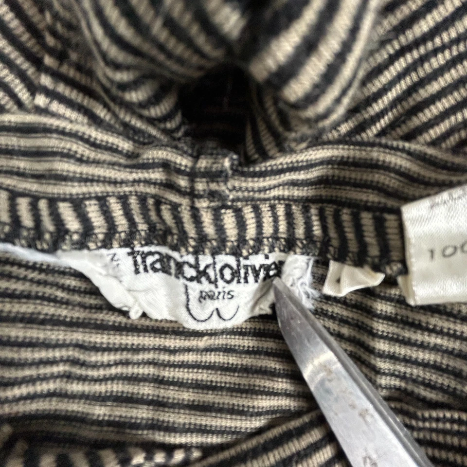 Vintage Franck Olivier Paris Womens Black Ivory Striped Hoodie Size 40 Pullover - Image 3 of 4