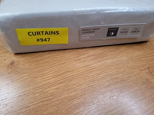 John Lewis W167 x Drop 228cm Faux Silk Slub Blackout Pencil Pleat Curtains £150 - Picture 3 of 5