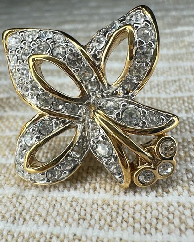 VINTAGE OHRRINGE KRISTALL CALLA ODER LILIE BLUME AUTHENTISCH SWAROVSKI - Bild 7 von 8