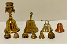 Lot of 10 BRASS/Copper/Silver Plated Bells w/...