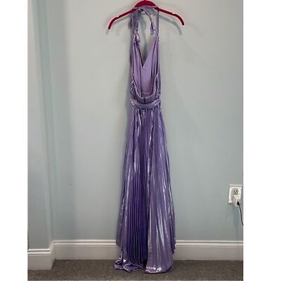 Alice + Olivia Arista Sleeveless Halter Pleated Maxi Dress 6 | eBay
