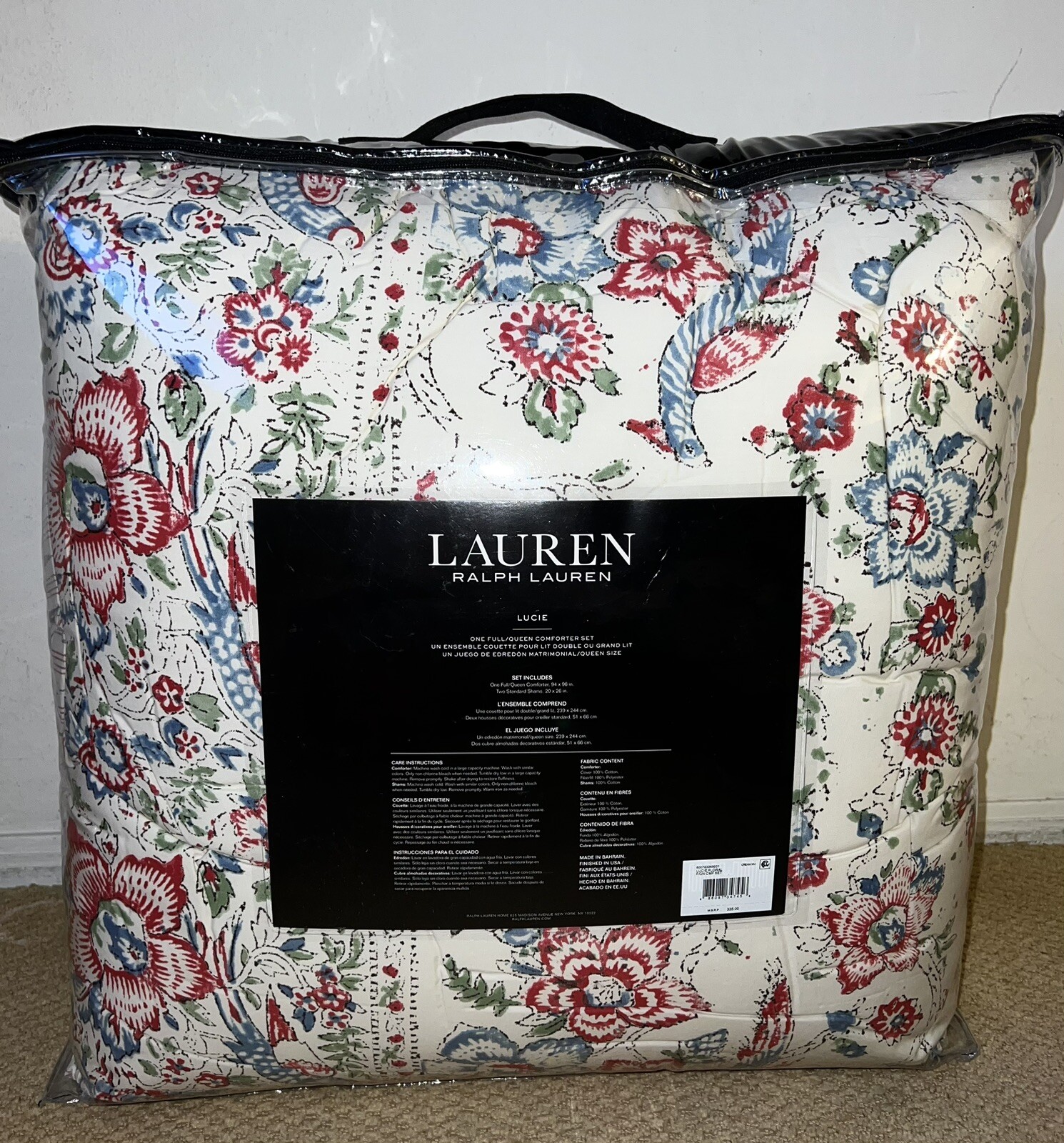 Ralph Lauren Lucie Floral Stripe Queen Comforter Shams + Sheet Set 7 PC