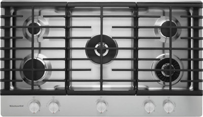 KitchenAid 36'' Stainless Steel 5 Burner Gas Cooktop - KCGS956ESS