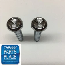 1968-70 GM Cars Chrome Ribbed Door Lock Knobs Plastic - Pair
