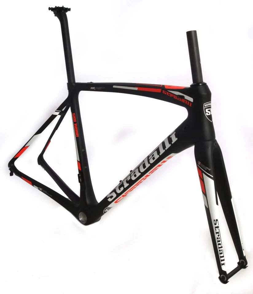 47 XS STRADALLI SAN REMO CARBON FIBER ROAD BIKE FRAMESET FRAME RED BLACK BB30  - Image 2 of 4