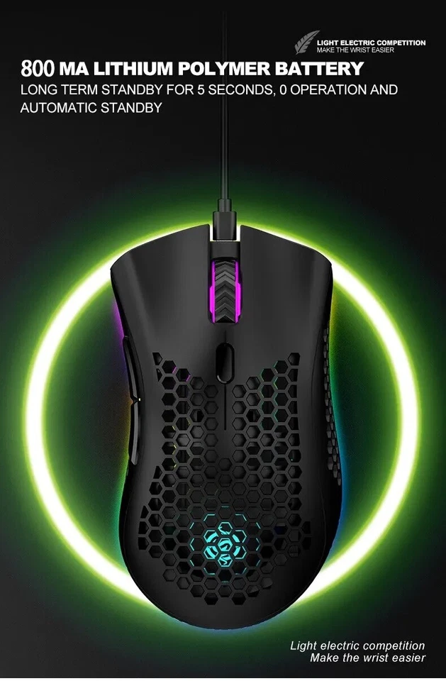 Wireless Mouse RGB Colorful Gaming 2.4G Wireless Charging with Honeycomb Shell  - Image 2 of 4