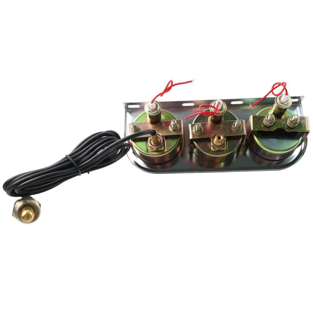 Silver Triple Gauge Set Water Temp Oil Pressure AMP Meter Mechanical 2'' 52mm US