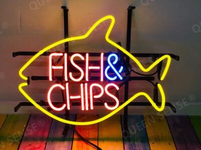 Fish Chips Seafood Neon Sign Light Lamp 19x15 Bar Cave Restaurant Wall Decor