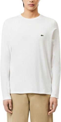 Lacoste Long Sleeve Pima Jersey Crew Neck, White, Medium