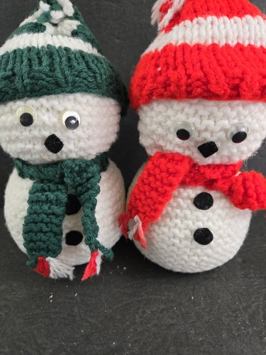 Vintage Snowman Styrofoam Knitted Holiday Winter Christmas Decor Green Red 6" - Picture 5 of 6