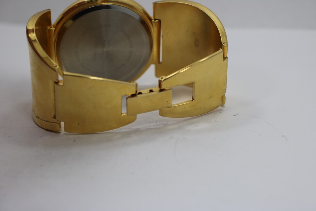 Vintage Dejuno Watch Gold Tone Large‎ Chunky Statement Heavy New Battery WORKS Vintage Dejuno Watch Men Gold Silver Two Tone Southwest Wide  main image 2