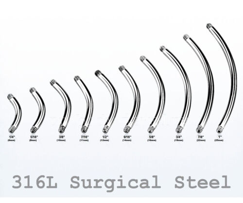 20G 18G 16G 14G 12G 10G Gewinde Chirurgenstahl gebogene Langhantelpfosten Augenbrauenring - Bild 1 von 2