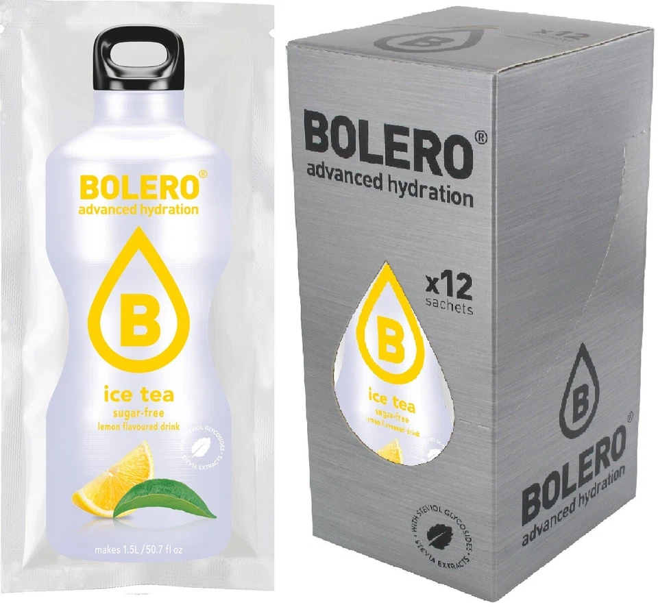 (82,81€/kg) 12 Beutel 8g Bolero Eistee Zitrone Pulver Getränkepulver zuckerfrei