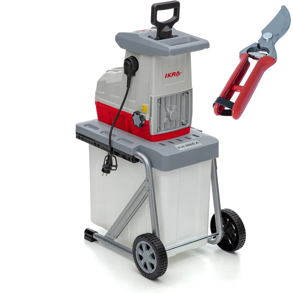 IKRA Elektro Gartenhäcksler Leise Walzenhäcksler ILH 3000 A 60 L Fangbox Schere