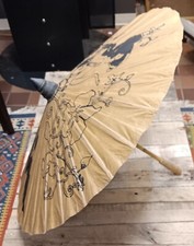002 Vintage Japanese Rice Paper and Bamboo Wagasa Parasol Umbrella