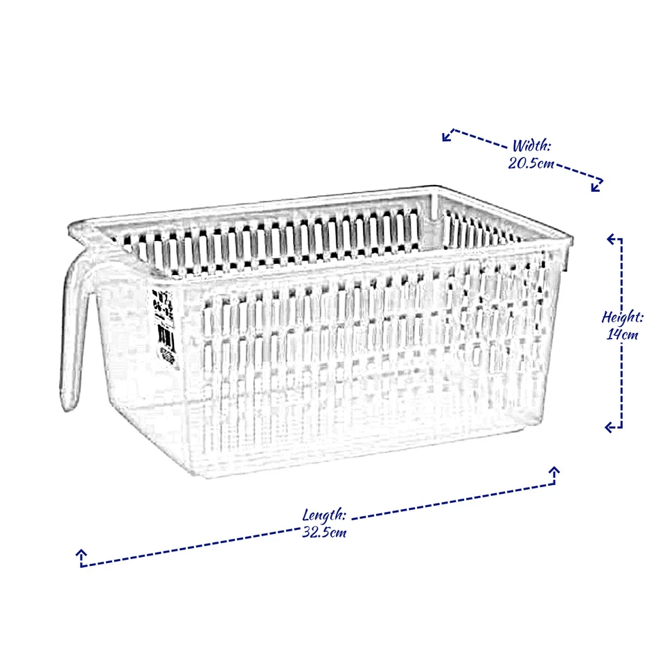 Fridge Box Storage Baskets Kitchen Shelf Organiser Holder Rack Clear Plastic - Image 3 of 4