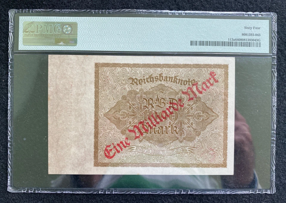 GERMANY 1 Milliarde Mark on 1000 Mark 1922 (1923), P-113a, PMG 64 Choice UNC - Image 2 of 2
