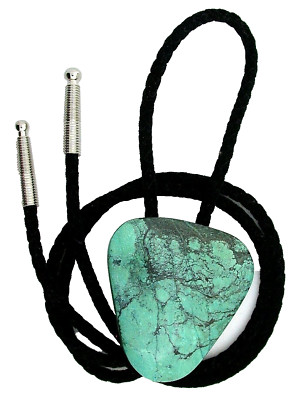 155 Carat Blue Green Spiderweb Turquoise Cabochon Cab Bolo Tie EBS2590/112023