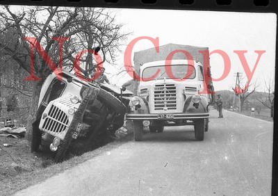 2 Neg-Foto BORGWARD B 3000-BÜSSING 1950 Kfz LKW FBZ Wangen Allgäu Anton Hensler