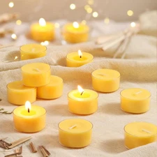 Citronella Scented Tea Lights Candles – Yellow – 6 Hour Burn – 100% Palm Wax ...