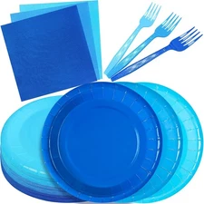 Graduation, Disposable Party Dinnerware for Wedding, 7" Gradient Blue Birth