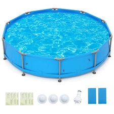 1617 Gal Outdoor Family Swimming Pool w/ Metal Frame Multi-layer PVC Fabric