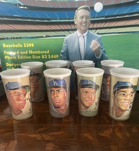 Los Angeles Dodgers VTG 1960s Volpe Tumblers Union 76 Promo - Lot Of 8