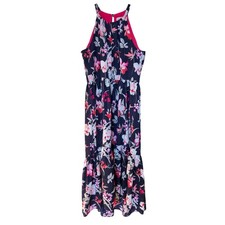 Eliza J Floral Maxi Dress Navy Pink Size 12