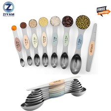 Magnetic Dual Sided Measuring Spoons w/ Leveler Stainless Kitchen Tool -Set of 9