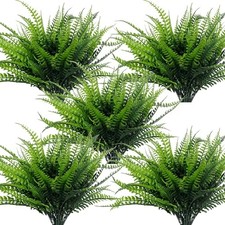 8 Bundles Ferns Artificial Plants Outdoor 17 Inch Long Length 8 Pack Green