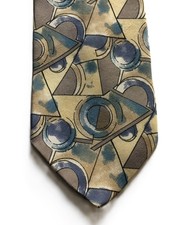 Geoffrey Beene Men's Multi-Colored Geometric Pattern Necktie 100 Silk 3-1/2" 