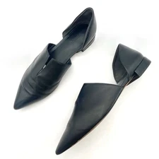 Vince Darlington Pointed Toe D’Orsay Flats Black Leather Designer Loafer Size 7