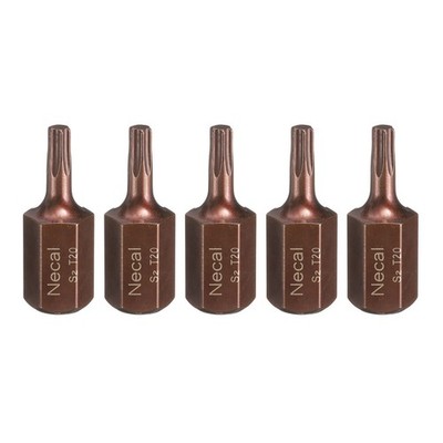 5pcs T20 Torx Screwdriver Bit with 10mm Hex Shank 30mm Length S2 Steel