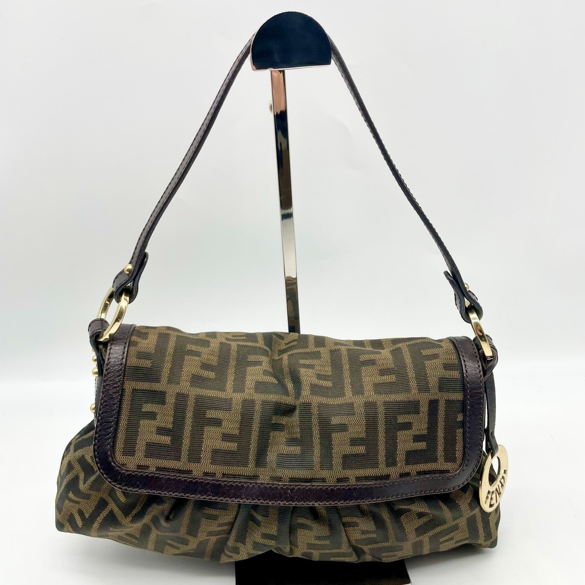 FENDI Chef bag Zucca Hobo Shoulder bag FF logo Handbag Leather