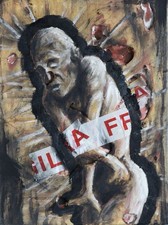 Fragile quadro olio su tela espressivo nudo maschile originale