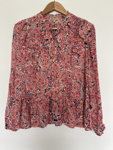 Floral V-Neck Balloon Sleeve Peplum Blouse main image 1