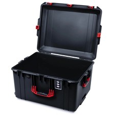 Black  Red Pelican 1637 case No Foam. Red Trolley, Red tsa lock, red wheels.