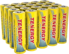 Tenergy Solla Premium Rechargeable NiMH AA Battery, 1300mAh Solar 20 Pack