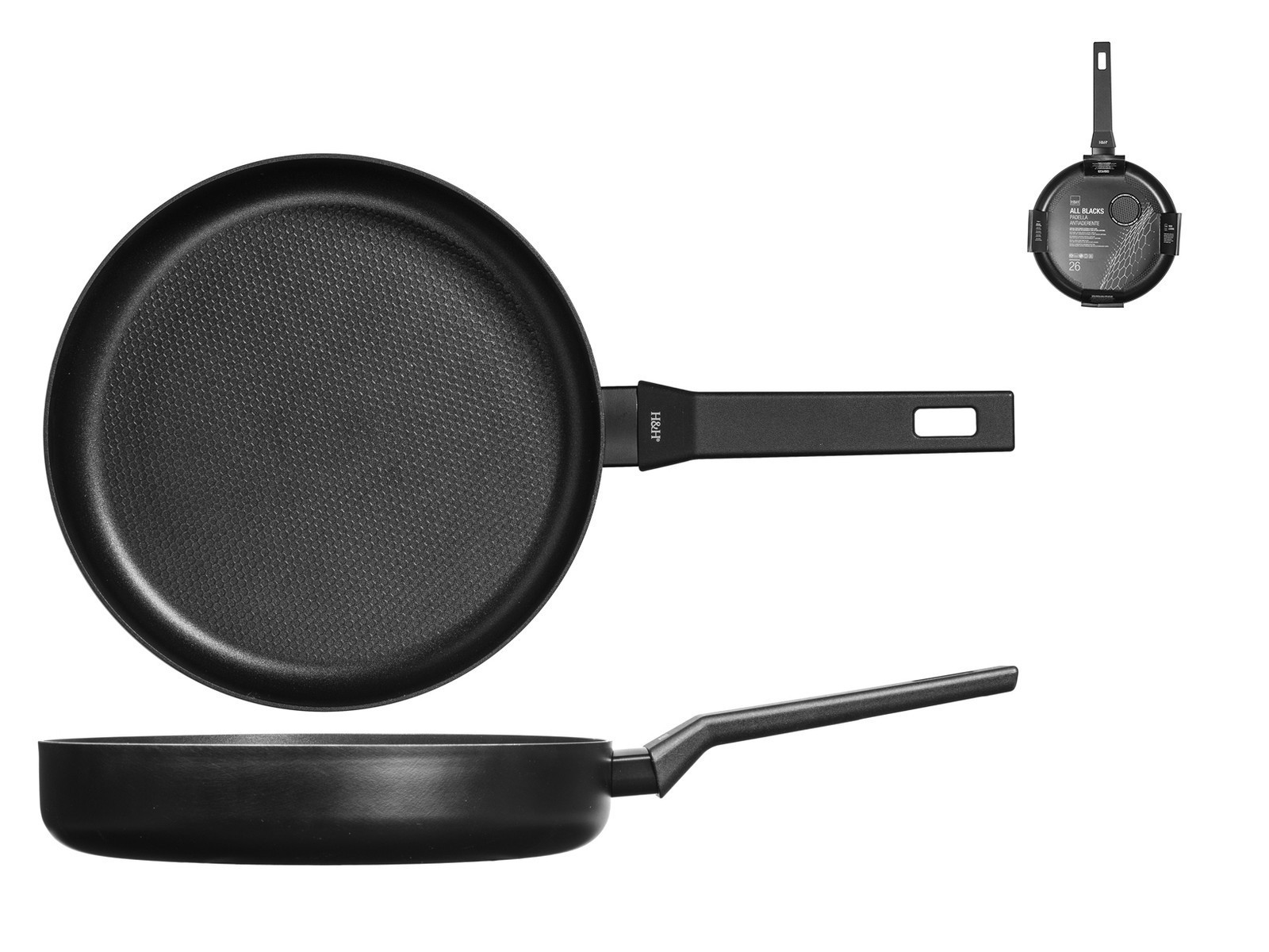 H&h Pan Non-Stick, Model All Blacks Cm26, Black