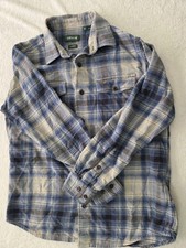 Orvis Classic Fit Mens Medium Blue Plaid Flannel Shirt 100 Cotton Long Sleeve